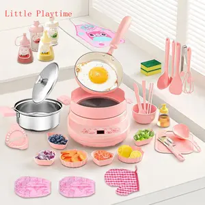 Little Playtime Pink Mini Kitchen Playset for Girls - Realistic DIY Cookware Set with Utensils & Cookware, Perfect Birthday Gift for  & Kids
