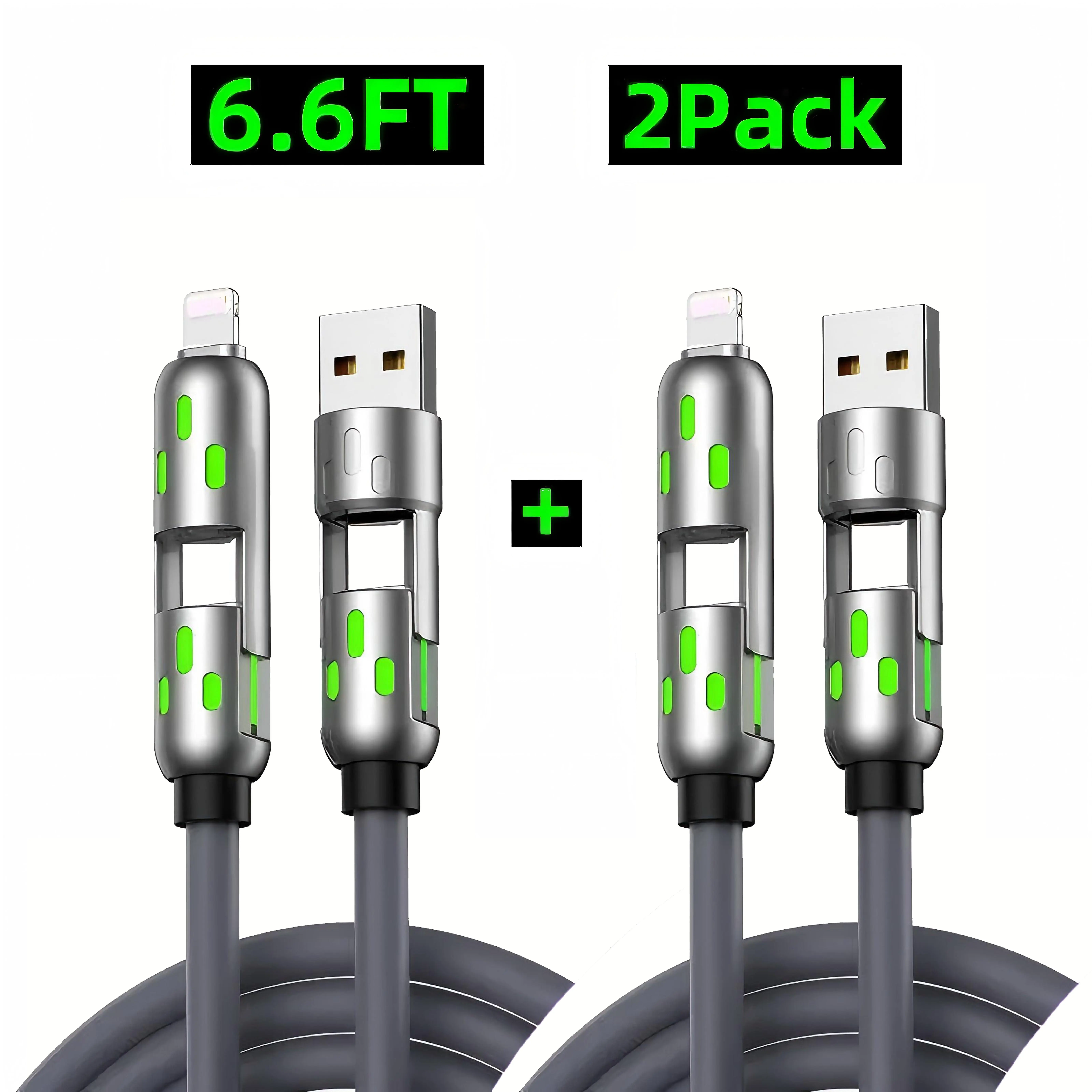[Buy 1 get 1 free]-6.6FT 4-in-1 USB-C Cable, PD FastCharging, Data Sync, EXAVON USB-A, Type-C, Lightning,Aluminum, Compatible