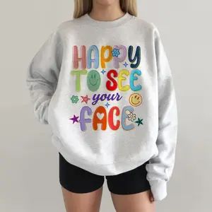 Happy To See Your Face Teacher Sweatshirt, Hand Drawn Colorful Doodle Stars Messy Glitter Teacher T-shirt, Appreciation Gift Sweatshirt