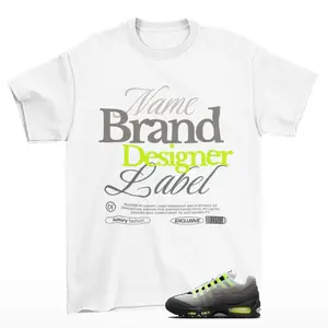 Designer Label Sneaker Shirt White to Match Air Max 95 Neon Yellow