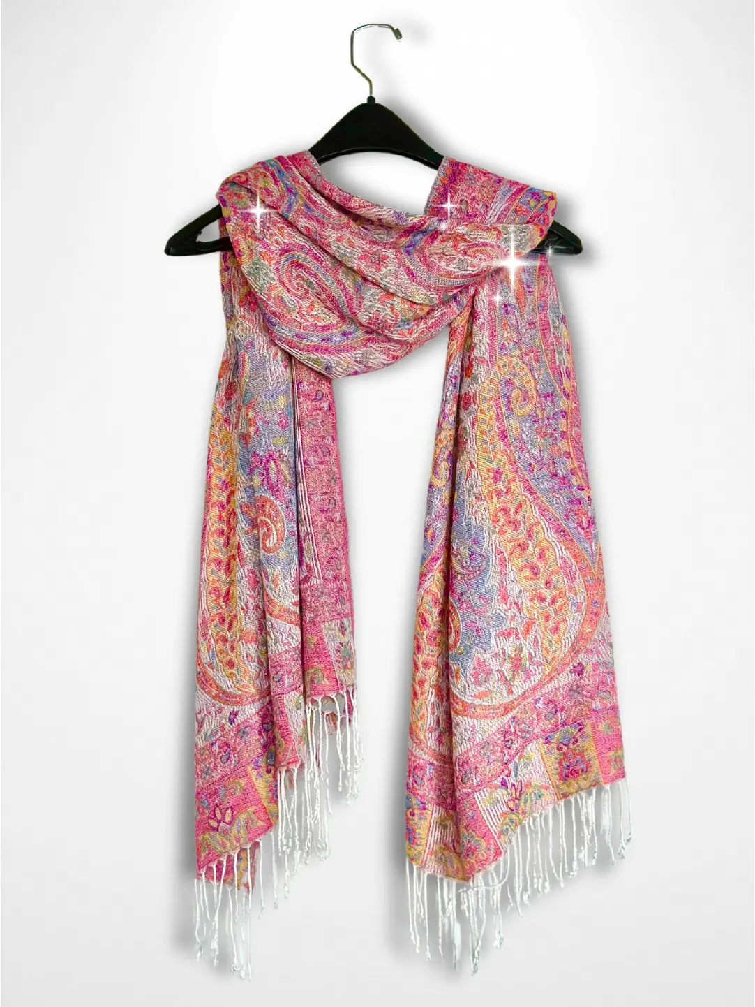 Pink Sparkly Rhinestone Pashmina with Crystal Gems Machine Washable