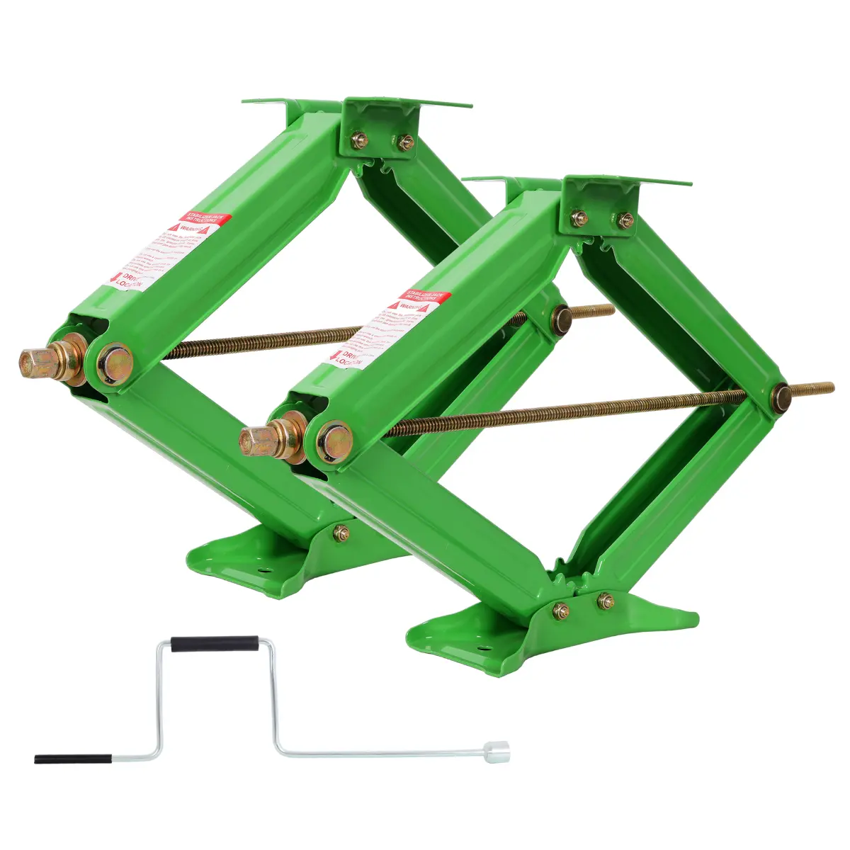 5000 lbs 24" Heavy Duty Rust-Resistant RV Stabilizer Leveling Scissor Jacks, Set of 2 Durable Steel Trailer Support Jacks with Crank Handle, Stable Lift Easy Operation for Travel Trailer Camper Fifth Wheel Maintenance, Green