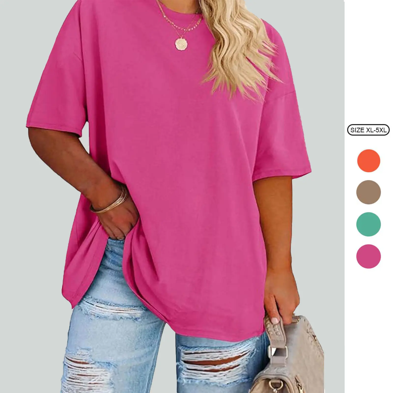 Imily Bela【XL 5XL】Women's Plus Size T Shirts Oversized Tees Summer Half Sleeve Crew Neck Tunic Tops