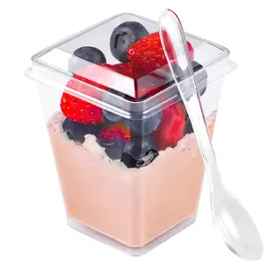 150 Pack (50/100 Available) 5oz Clear Dessert Cups with Lids & Spoons – Mini Parfait Cups for Cheesecake, Mousse, Yogurt, Fruit, Party, Wedding & Events