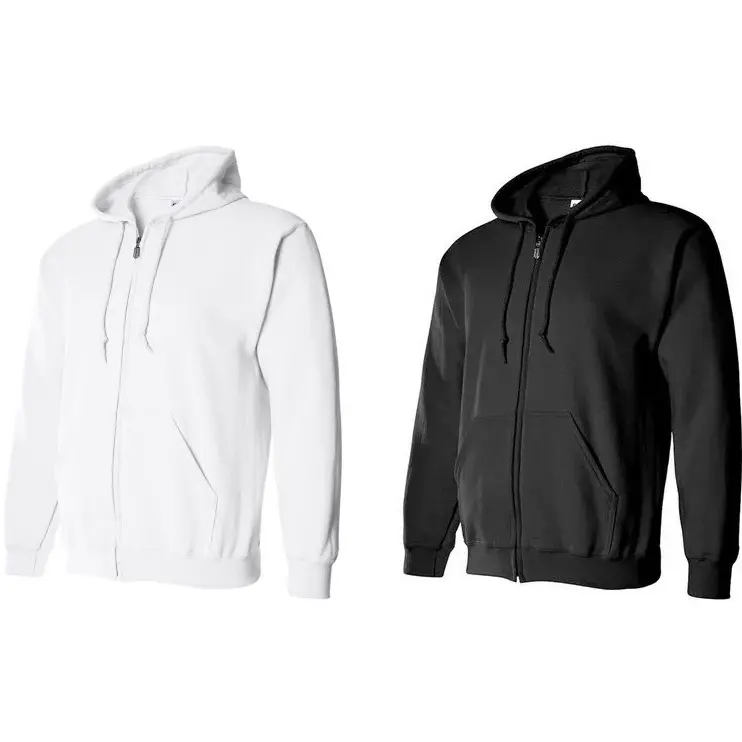Lightweight Casual Black and White Full Zip Up Hoodie