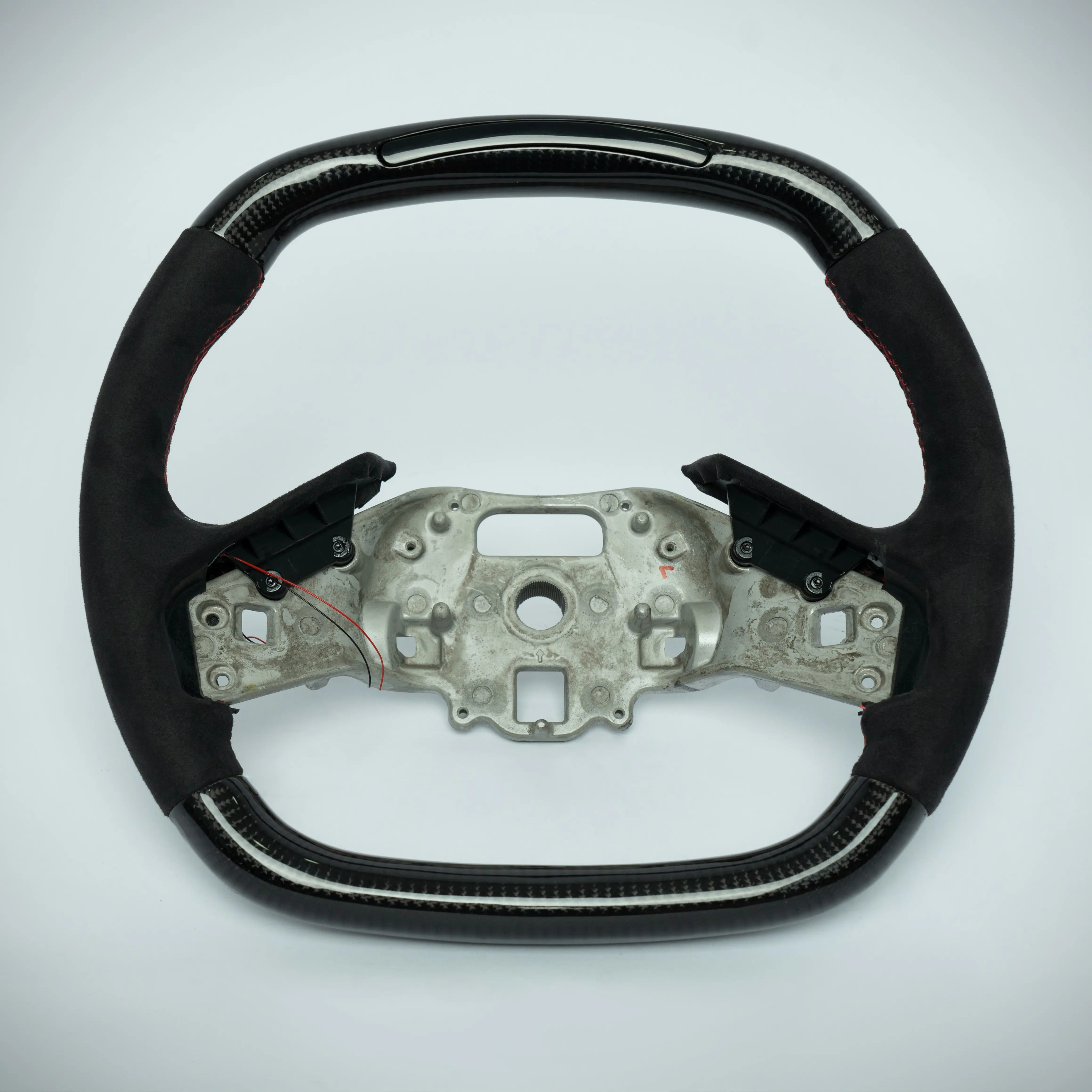 Carbon Fiber Anti-Slip Steering Wheel Cover for 2020+ C8 Corvette, Vehicle-Specific Fit, Suede Grip, LED Shift Light Setup, No