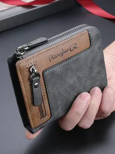 Men's Business Fashion Zipper Wallet, Multi Card Slot Multi Functional Wallet, Vintage Style Wallet for Men
