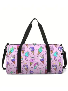 Large-capacity travel duffel bag with unicorn and pony print, portable handheld storage bag Travel Luggage Zipper Duffel Bag