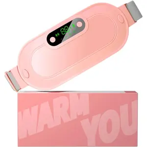 Heating Pad for Period Cramps, Portable Cordless Fast Heated Pad, Electric Belly Wrap Belt with 3 Heat Levels & 4 Massage Modes, Menstrual Back Belly Pain Relief Warm Gifts for Women Girls (Pink)