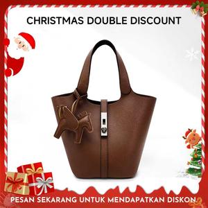 CN6004 Tote Bag for Women Vegan Leather Bucket Purse for Women Top Handle Handbag Shoulder Bag with Detachable Small Purse Yellow Brown TikTokShopHolidayHaul