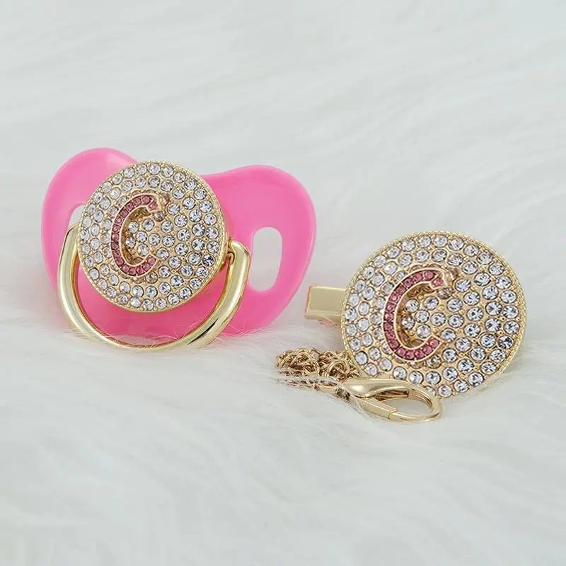 MIYOCAR Luxury Initials 3D Letter Bling Pacifier – Custom Initial Baby Pacifier with Rhinestones | Luxury Baby Gift, Keepsake