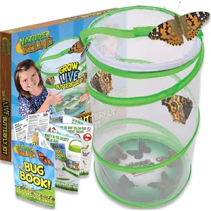Butterfly Growing Kit - Live Caterpillar to Butterfly Project for Kids - Includes Voucher for Caterpillars, Green Pop-Up Enclosure, and STEM Learning Guide