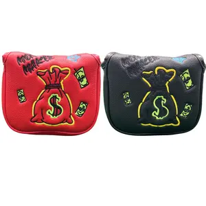 Embroidered Dollar & Money Motif Design Golf Club Headcover Funny Mallet Putter Head Cover Golf Gifts Golf Accessories for Men and Women Golfers Great Christmas Gift For Golf Lovers