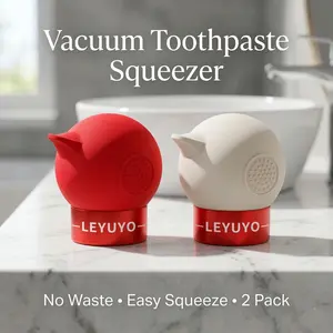 Toothpaste Squeezer 2 Pack, Universal Tube Squeezer Dispenser, No Waste Toothpaste Roller, Fits Most Tubes, Detachable & Easy to Clean, Silicone Bathroom Accessories (Red Beige)