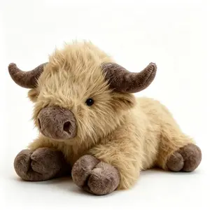 Highland Cow Plush Toy, WeightlessHighlandCow Stuffed Animal, ComfortableTeddy Bearfor Kids and Adults, Surprise GiftforGrandchildren