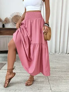 Women's Vintage Garden Floral Midi Skirt, High Waist Slimming, Lightweight Flowy Fabric, Casual Daily Wear, Vacation, Music Festivals