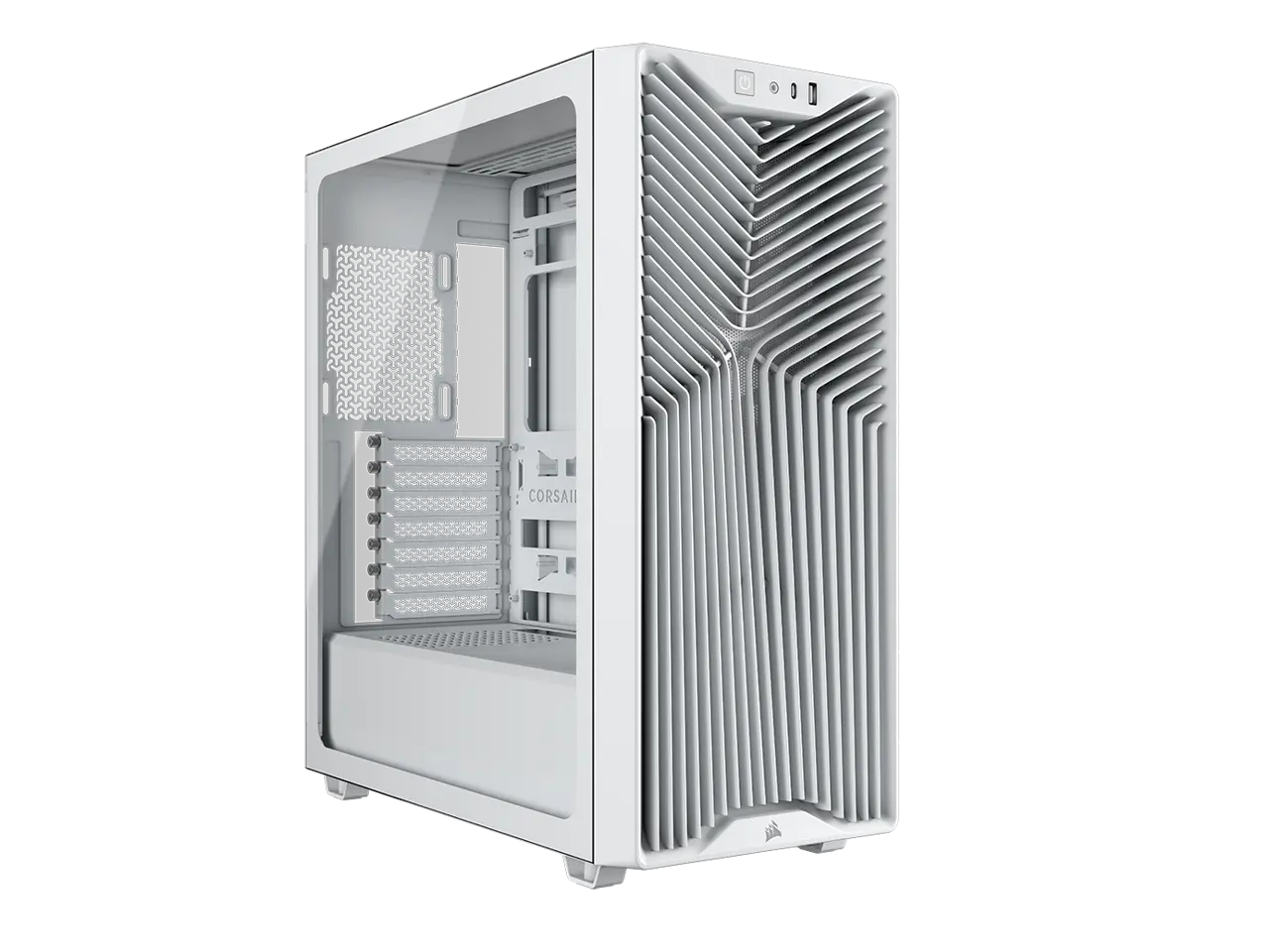 CORSAIR 3200D RS Mid-Tower PC Case - Supports a 360mm radiator - ASUS BTF, MSI Project Zero, and Gigabyte Project Stealth Compatible - Angled bottom fan mount for GPU cooling - White