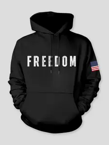 USA Freedom Hoodie for Men, Trendy City Graphic Pullover, American Flag Graphic Athletic Sweatshirt in Retro Style, Ideal for Independence