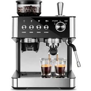 Espresso Machines with Grinder,20 Bar Professional Espresso Maker with Removable Water Tank,Milk Frother Steam Wand for Latte&Cappuccino,Ideal for Home/Office Coffee Equipment