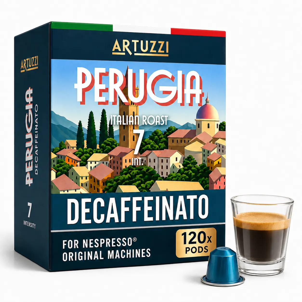 Artuzzi 120ct Decaf Espresso Pods For Nespresso Compatible Capsules Machines | Aluminum Coffee Capsules I Recyclable I 100% Arabica I Italian Roast