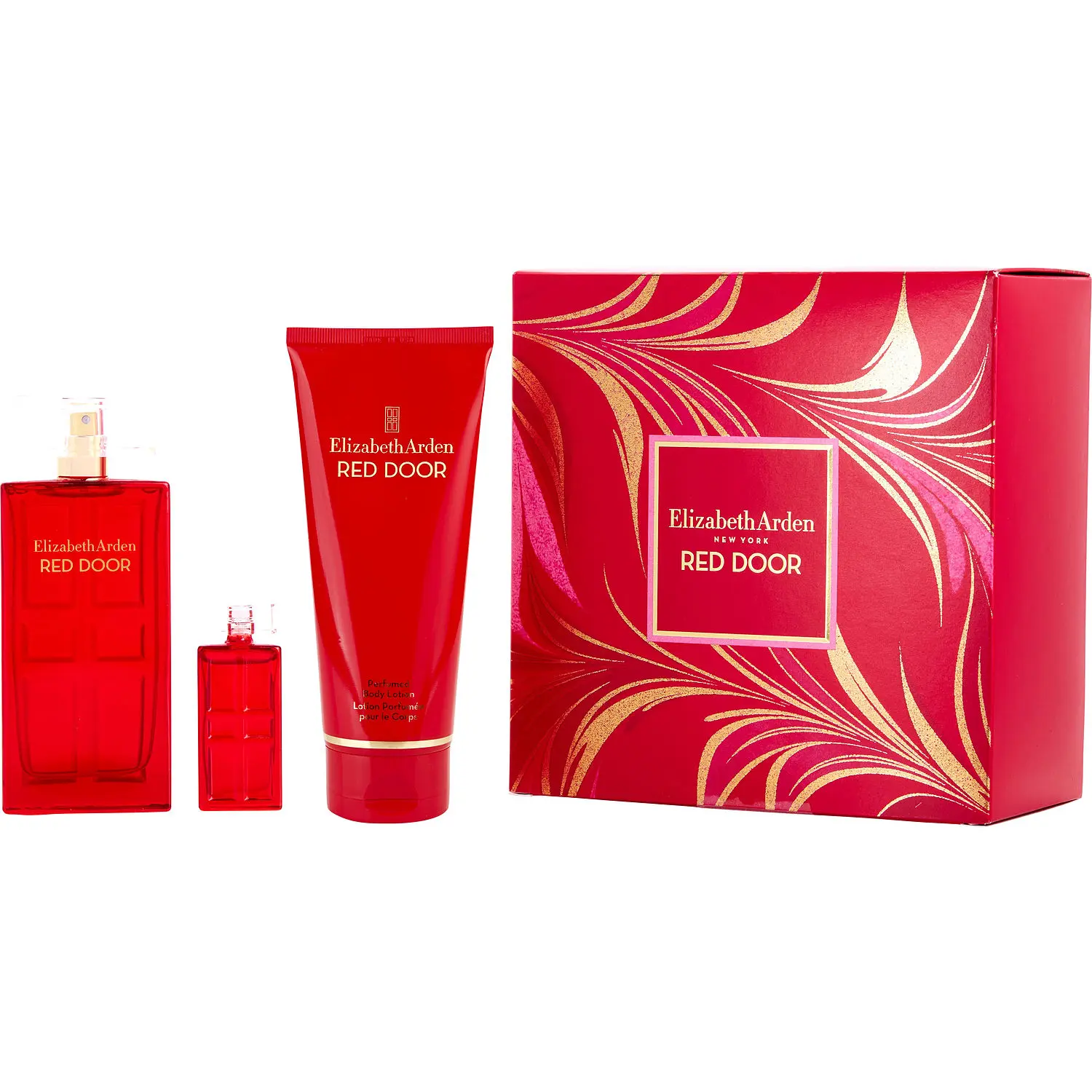 Red Door Set-Edt Spray 1.7 Oz & Body Lotion 3.3 Oz & Parfum 0.16 Oz Mini For Women