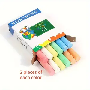 12 Pack Chalk Sticks, 6 Colors, Low Dust, Non-Toxic Art Supplies, Art Materials, Chalkboard Chalk, Ideal for Blackboard & Teaching, Perfect for Drawing & Crafts