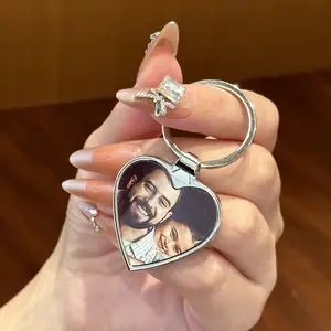 Valentine's Day photo frame heat transfer metal keychain Festival gift keychain diy printing picture -HH910-2