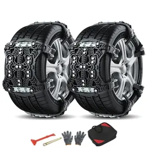 6 Pack Tire Snow Chains, Adjustable Universal for Car SUV Pickup Truck Thickening Anti-skid Snow Tire Chains for Tire Width 165-275mm, with Tool Kit