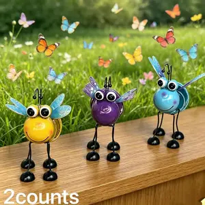 2 Solar Bee Outdoor Decorative Lights, Hanging Metal Lanterns for Garden, Patio, Lawn, Festival Decoration, Warm Environment, Outdoor Decorative Lamp