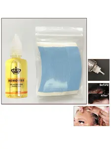 36pcs Invisible Hairpiece Glue Sheets + 30ML Special Remover, Easy-To-Use Hairpiece Removal Kit, Ideal for Daily Wearers