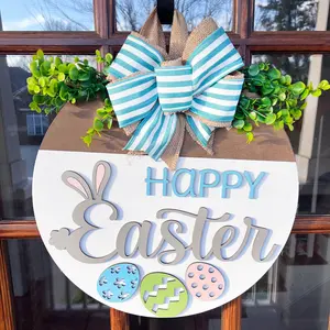 3D Easter Door Hanger, Happy Easter Front Door Decor, Festive Decorations, Easter Wreath, Spring Door Hanger, Easter Wood Decor, Easter Celebration, Easter Holidays, Holiday Ornaments, Wooden, Easter Gift