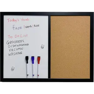 Combination Board  Dry Erase Board & Corkboard,24''x18'' Combo Board, Black Frame