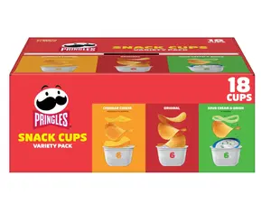 Pringles Potato Crisps Chips, Lunch Snacks, Snack Cups, Variety Pack, 12.9oz Box (18 Cups)