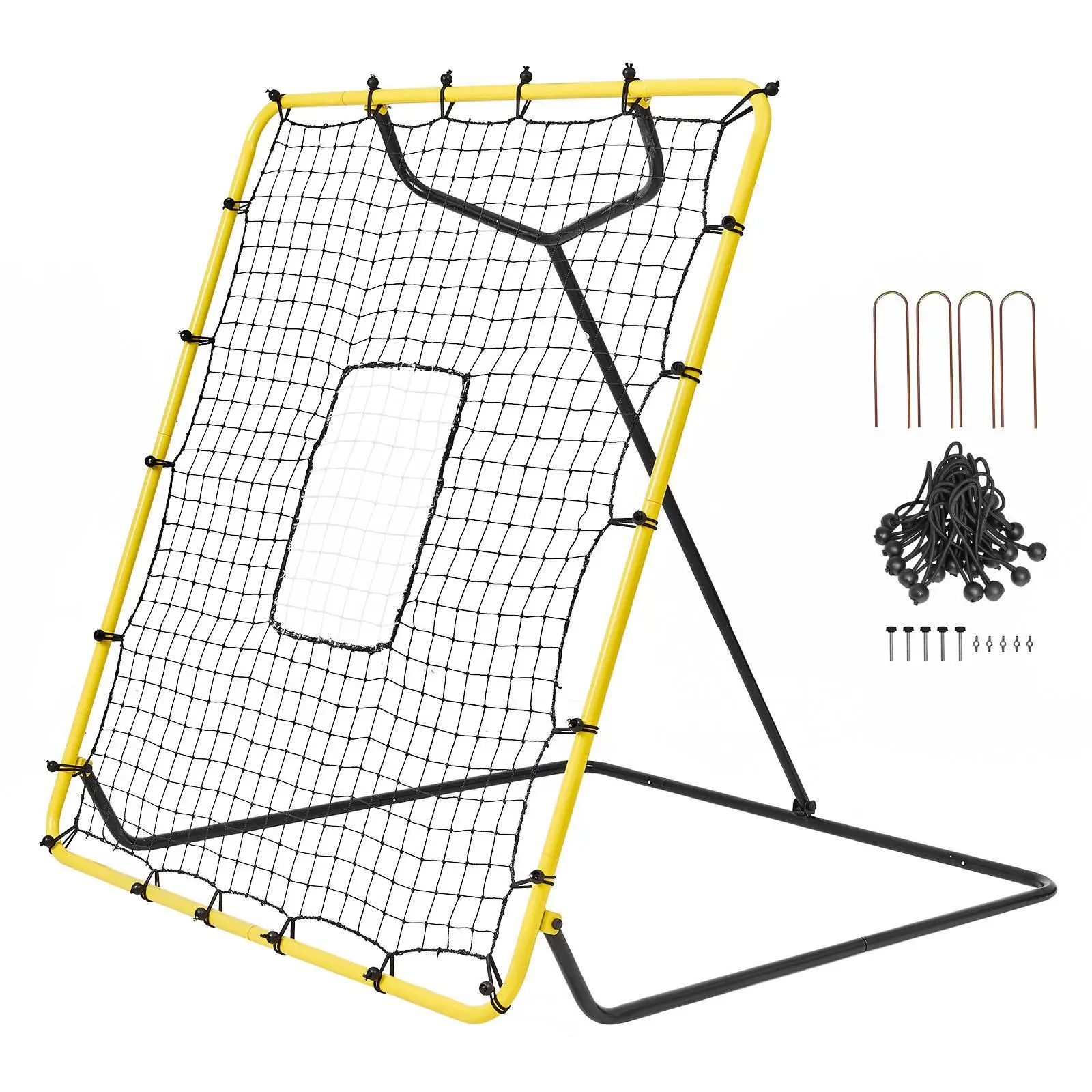 【Summerfinds】VEVOR Baseball And Softball Rebounder Net,  4 x 4.5 Feet PitchBack Baseball Nest for Pitching and Fielding Training, Pitch Return Trainer Rebound Net with Pitching Target, 4 Adjustable Angles