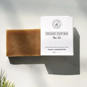 The Organic Cottage Pine Tar Organic Soap Bar - Vegan Handcrafted Moisturizing & Deodorizing Soap - 4 Oz Bar