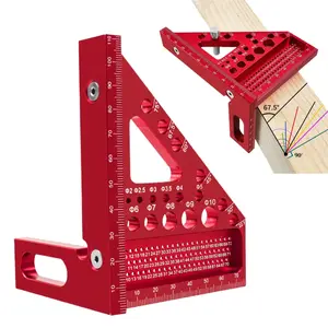Multi Functional Woodworking Square Protractor Triangle Ruler With Hidden pin, Aluminum Alloy Square Ruler, Marking Ruler, Hole Ruler For Metric Measurement, 45 ° 90 ° Angle Ruler Auxiliary Measuring Tool, Hand Measuring Tool, Measuring Instrument