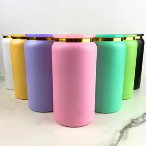 16 oz Stainless Steel Cup with Colorful Plastic Straw, Wholesale Cups, Tumblers, Drinkware, Water Bottles