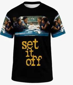 Women's Set It Off Bank Robbery Print Short-Sleeve Casual T-Shirt, Polyester Fabric Sublimation All-Over Top