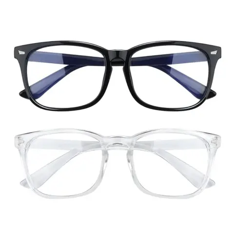 Men's Rectangular Anti Bluelight Glasses - UV400 Eye Shield, Rx-Able Polycarbonate Frame, Amber Tint HD Lenses, Sturdy Springy Arms, Lightweight, Men's Accessories, for Computer Use, Replaceable Lenses