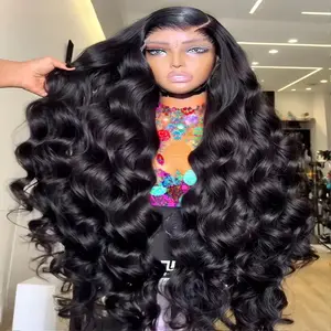 Gabrielle Hair  30 36 Inch Body Wave HD Transparent Lace Front Human Hair Wigs For Black Women 180 Density Brazilian Body Wave 4x4 Lace Closure Wig Pre Plucked HD Transparent 360 Lace Frontal Wigs