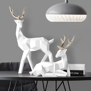 Deers Sculpture Resin Deer Statue -  Decoration Home Decor Statues Deer Figurines Modern Decoration Deers Table Ornament