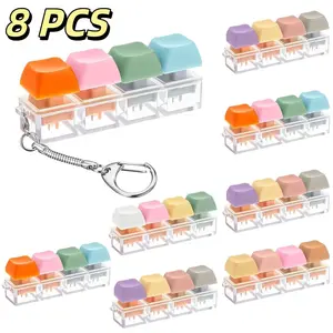 8 Pack Fidget Keyboard Keychain, Finger Keyboard Fidget, Keycap Fidget Keychain for Relax, DIY Crafts, Party Supplies