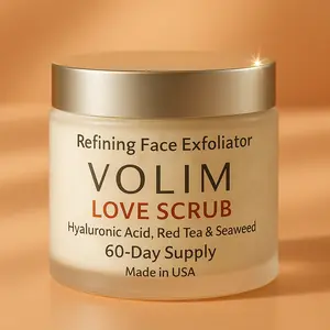 VOLIM Love Scrub Exfoliator with Hyaluronic Acid, Red Tea & Seaweed - Smooths Roughness, Unclogs Pores, Deeply Hydrates - Revives Dull Skin, Reduces Fine Lines & Acne - Eco-Friendly, Cruelty-Free - Dermatologist Tested – All Skin Types
