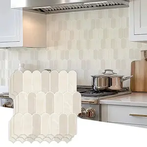 10/20 Pcs Peel-Stick 3D Backsplash Wall Panels - 12x12 in Glossy Art Deco Self-Adhesive Tile Stickers, Waterproof, Removable, Tenant-Friendly DIY Home Decor with Kitchen Decor Ideas for Kitchen & Bathroom
