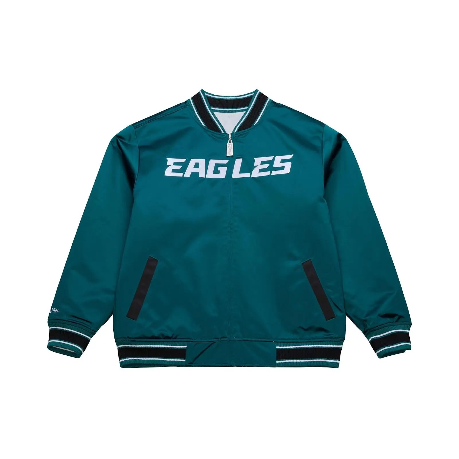 Philadelphia Eagles Midnight Green & White Reversible Satin Full-Zip Jacket NFL Throwback Outerwear Vintage Fan Gear