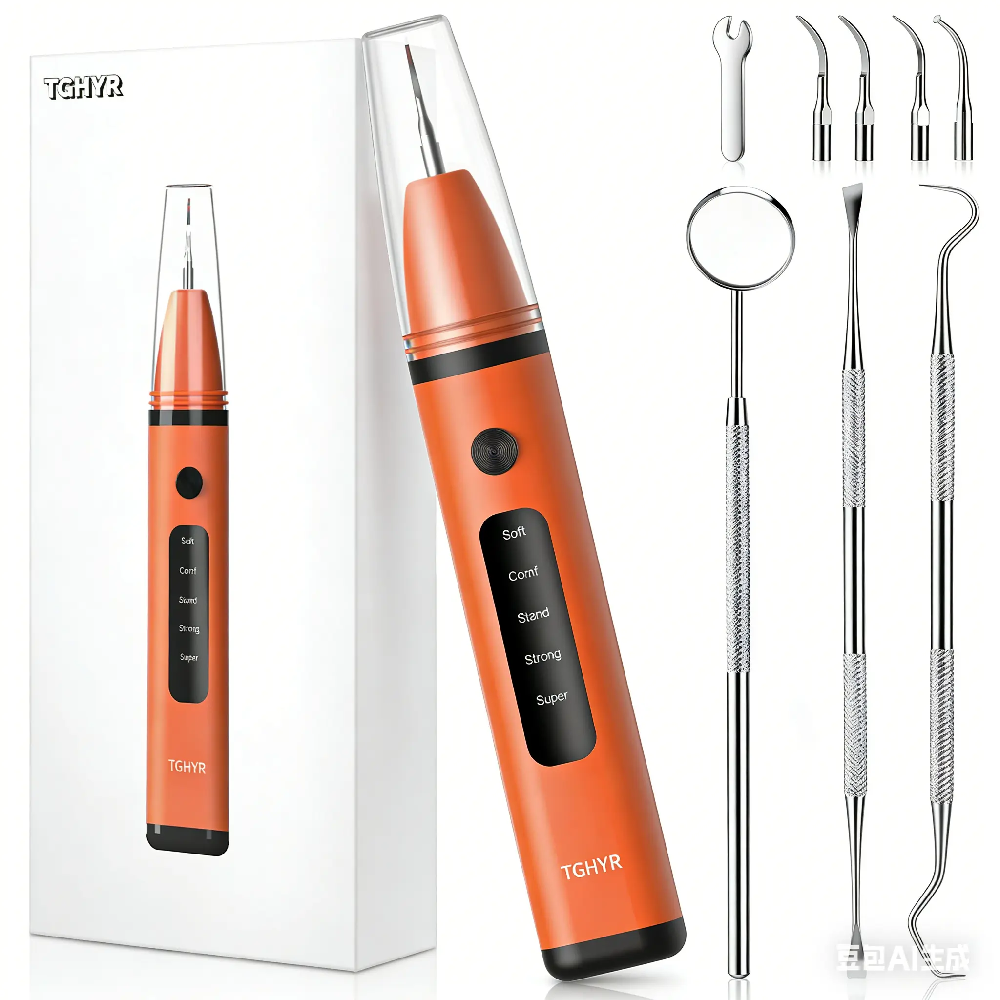 Plaque/Tartar Remover for Teeth,Rechargeable Dental Calculus 5 Mode and 4 Heads USB Light Smart Power Off Ipx6 Waterproof Remover 400 Day Battery &  Charge Teeth Cleaning Kit with LED Light & Adjustable For Home Travel Electric Fast Handle