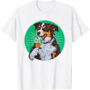 Funny Dog Eating Mint chocolate chip ice cream Dog Ice Cream T-Shirt