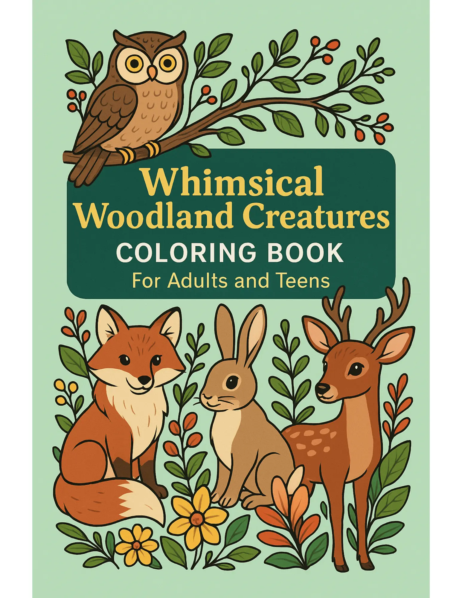 Whimsical Woodland Creatures Coloring Sheets For Adults and Teens