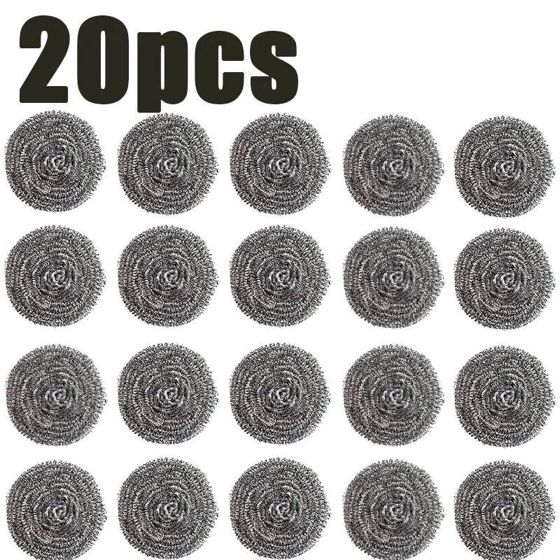 20pcs Kitchen Scrubber Set - Metal Pads for Dish Cleaning, Stainless Steel Scouring Pads for Tough Baked-On Messes