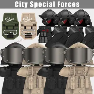 MOC City SWAT Police Action Soldiers Building Blocks Army Delta Tactical Figures Shield Helmet Armor Gear Bricks Model Toy Gifts